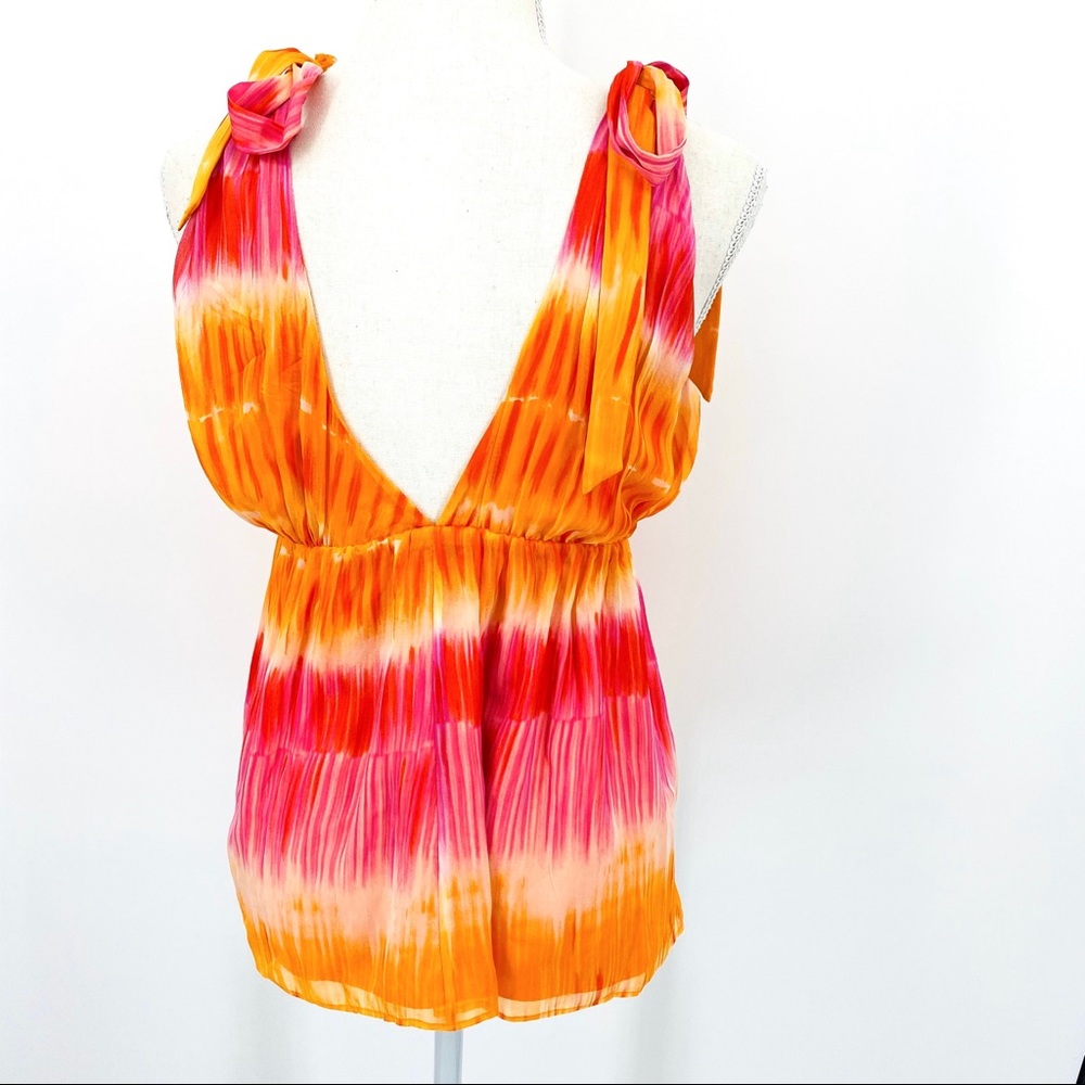 Alice Olivia Tie Dye Halter Top XS pink orange